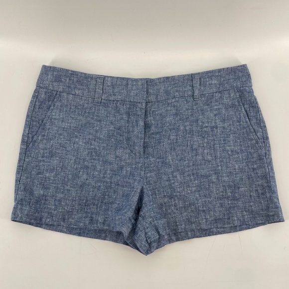 Loft Shorts Navy Blue Linen Cotton Blend Petite 6 - Picture 1 of 5